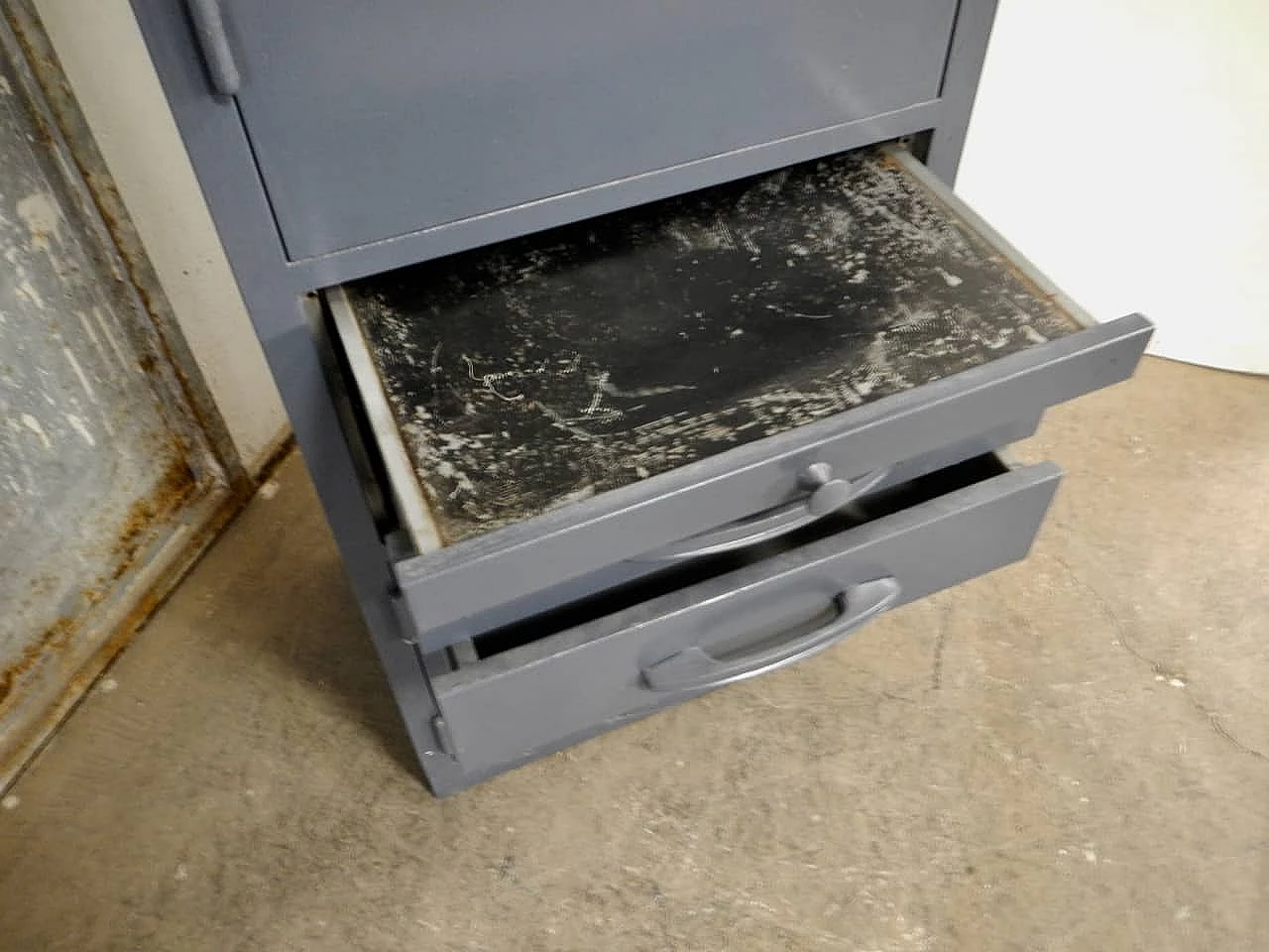 Iron cabinet with two drawers and doors, 1970s 10