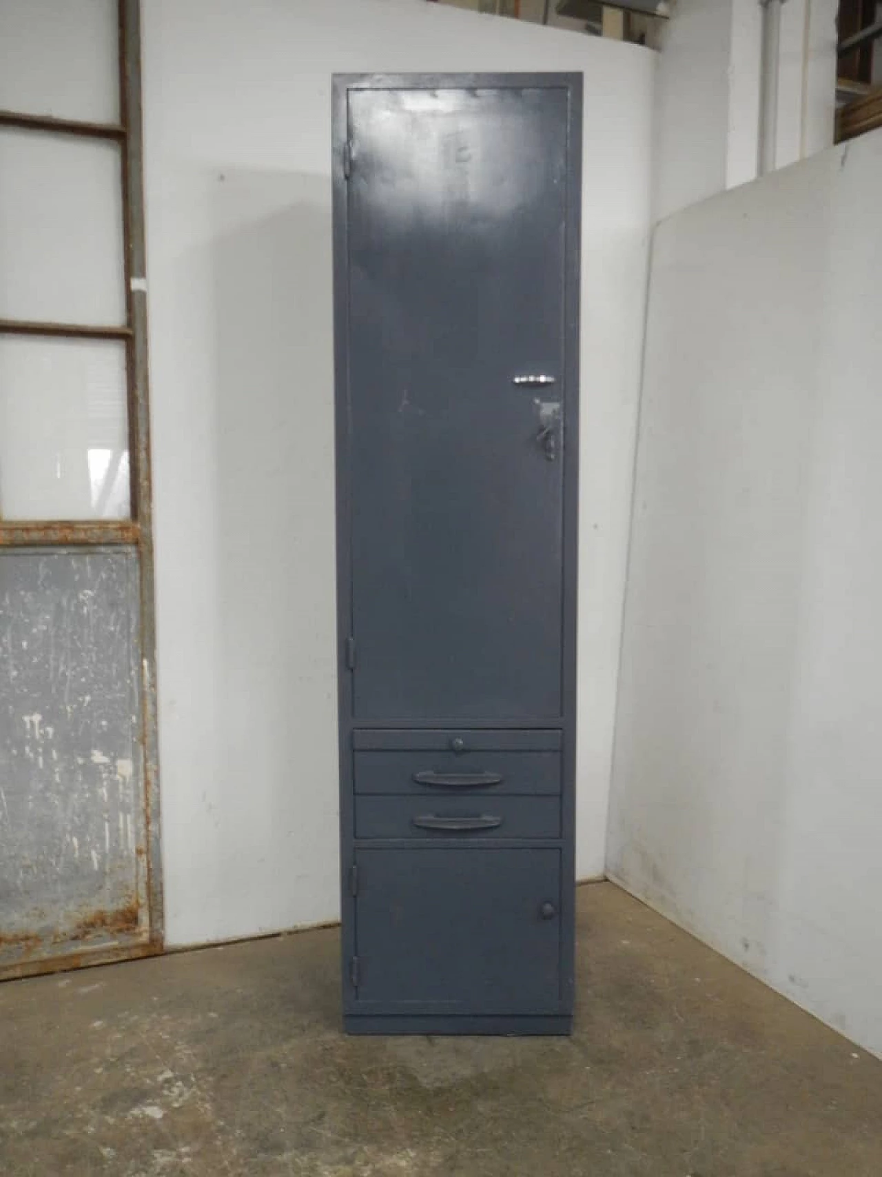 Iron cabinet with doors, drawers and formica shelf, 1970s 1