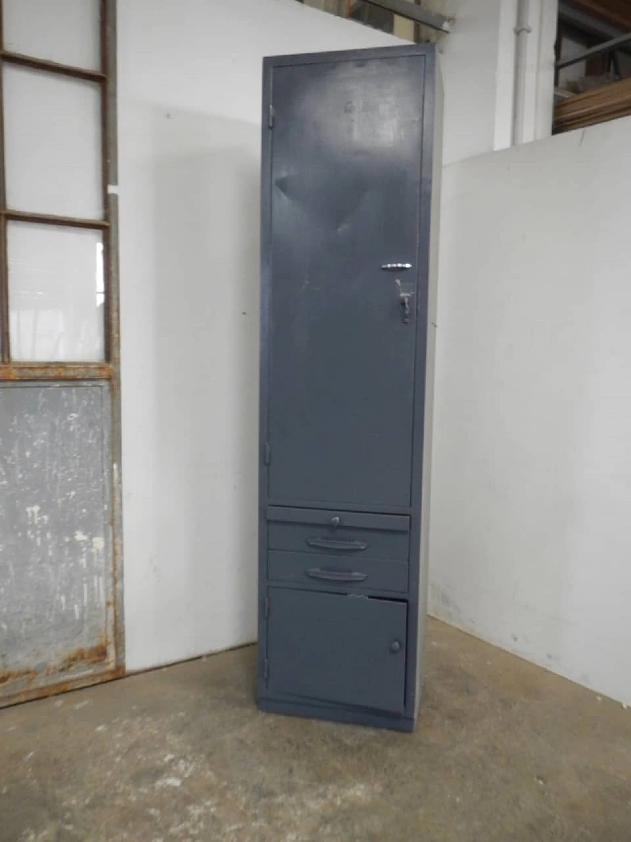 Iron cabinet with doors, drawers and formica shelf, 1970s 2