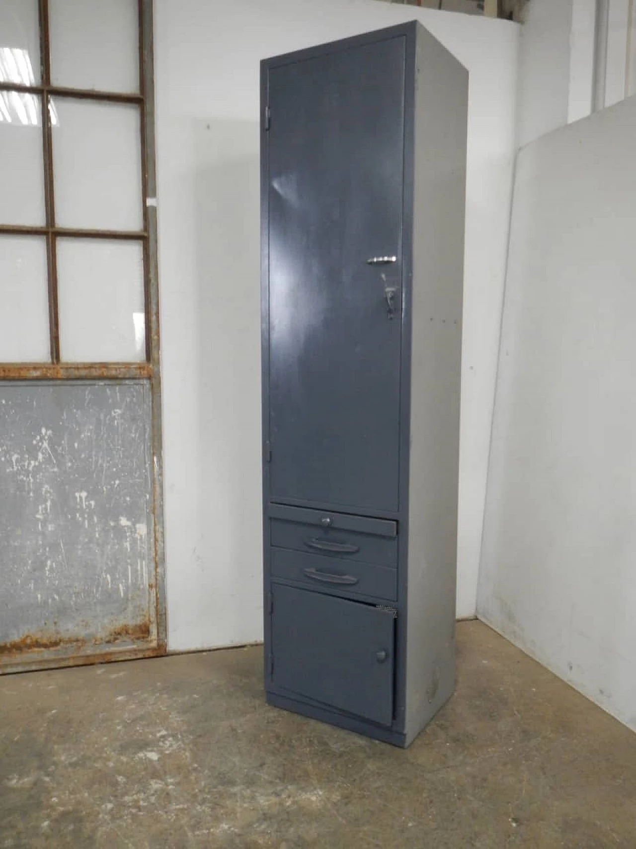 Iron cabinet with doors, drawers and formica shelf, 1970s 3