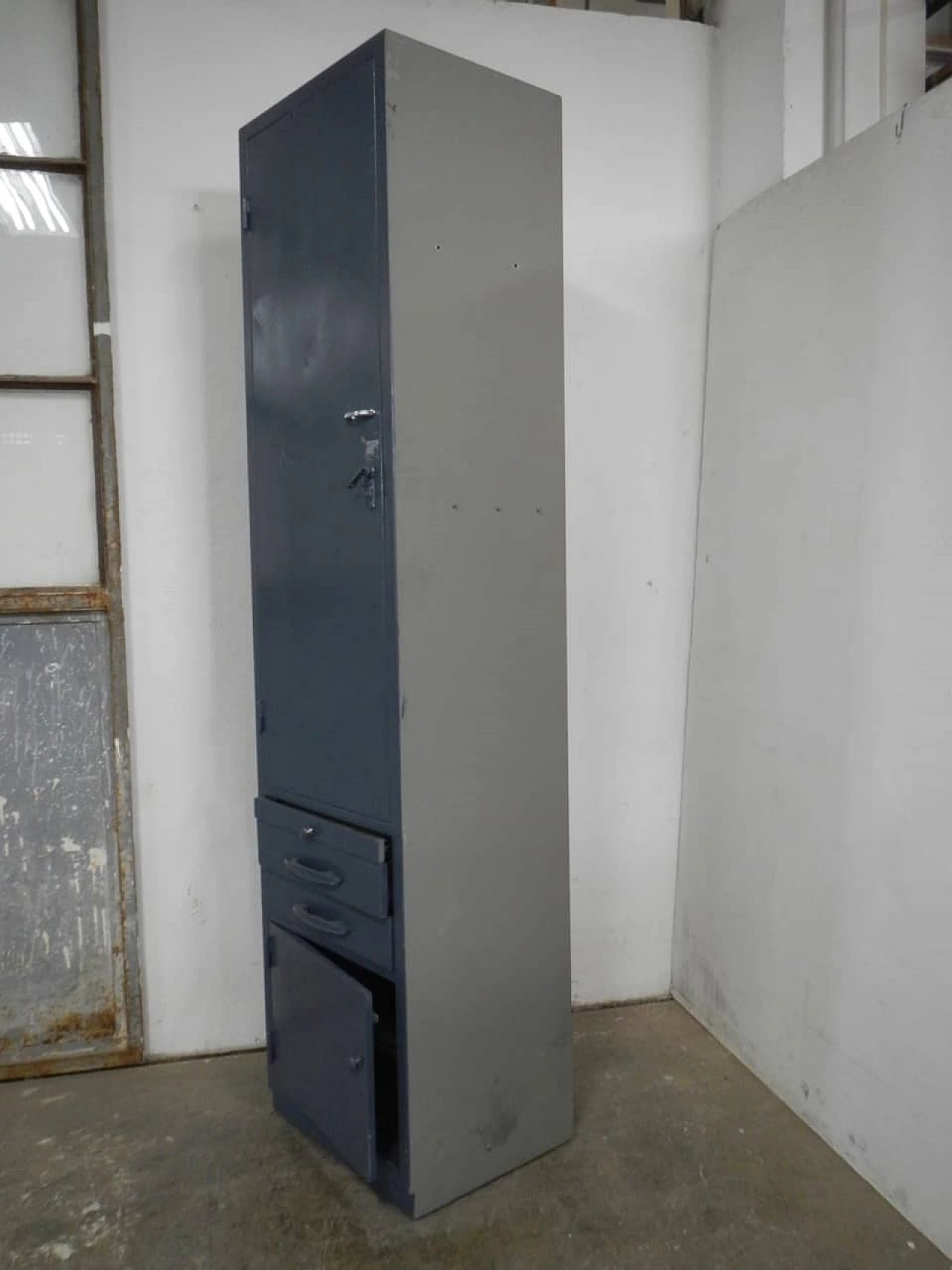 Iron cabinet with doors, drawers and formica shelf, 1970s 4