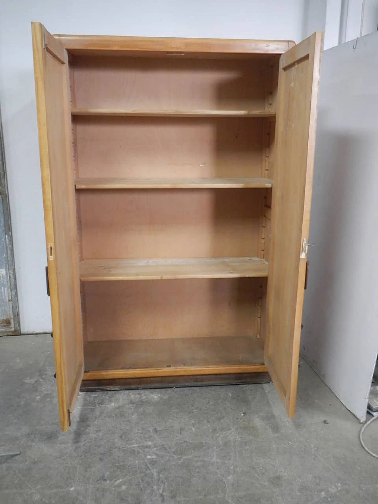 Beechwood office cupboard with three shelves, 1940s 4