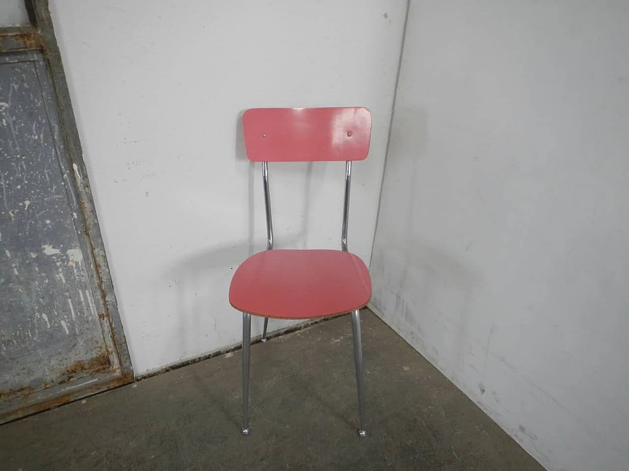 Compressed wood, metal and pink formica chair, 1970s 1