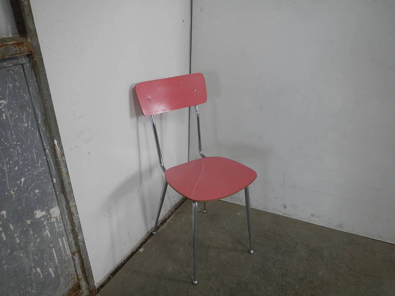 Compressed wood, metal and pink formica chair, 1970s 2