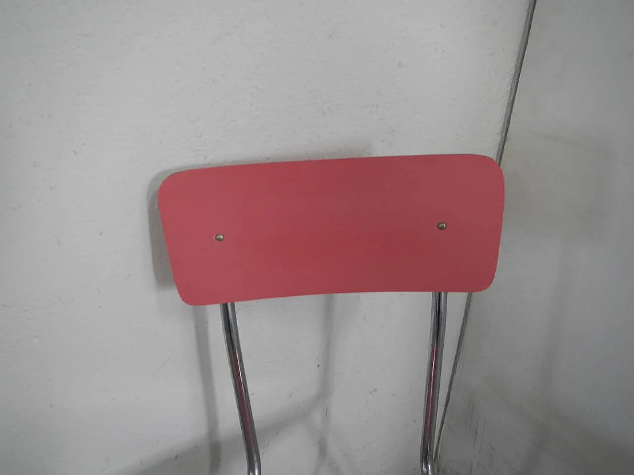 Compressed wood, metal and pink formica chair, 1970s 4
