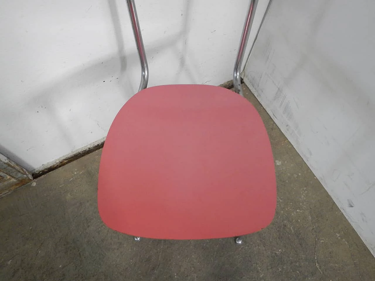 Compressed wood, metal and pink formica chair, 1970s 5
