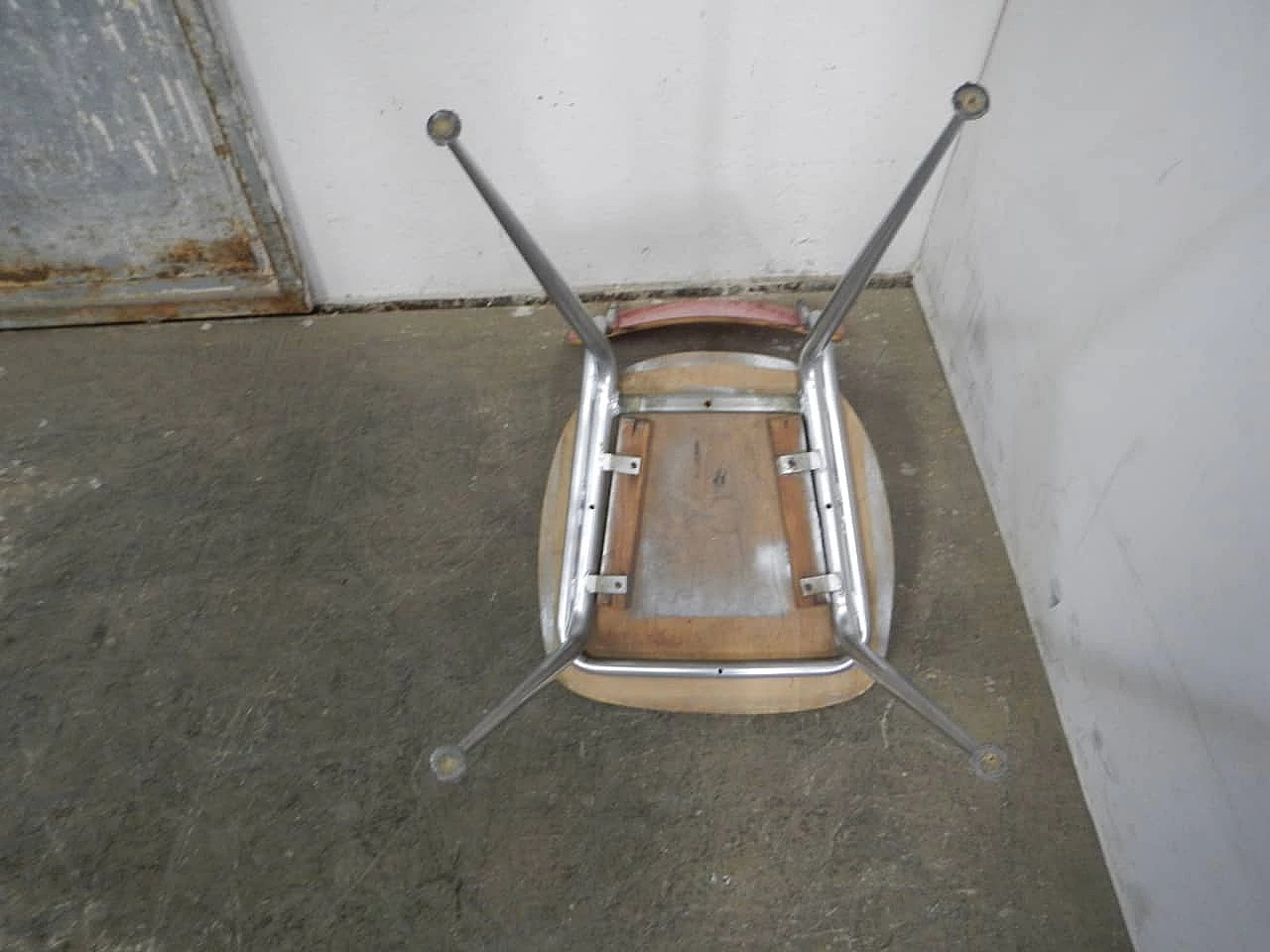 Compressed wood, metal and pink formica chair, 1970s 6