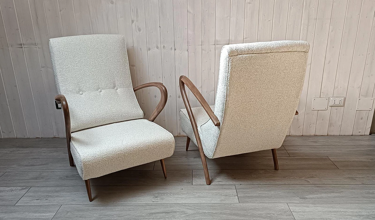 Pair of bouclé armchairs attributable to Guglielmo Ulrich, 1940s 7