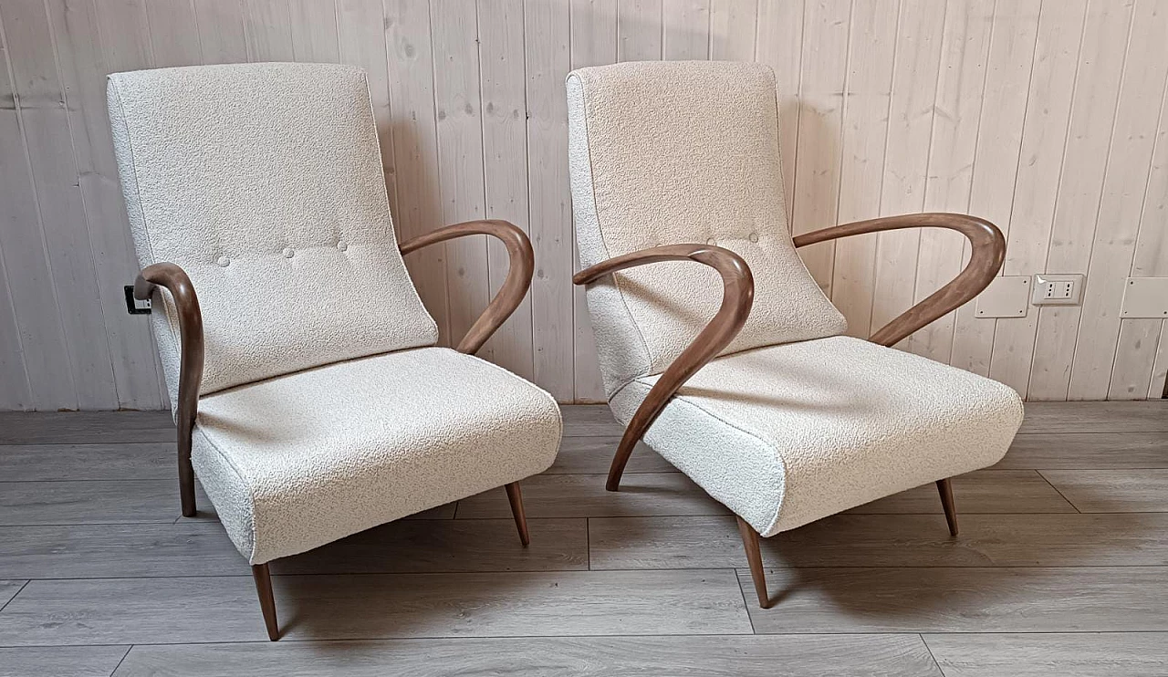 Pair of bouclé armchairs attributable to Guglielmo Ulrich, 1940s 9