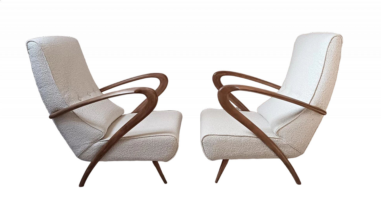 Pair of bouclé armchairs attributable to Guglielmo Ulrich, 1940s 11