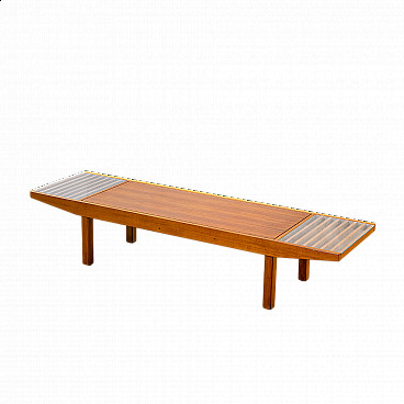 Wood and glass bench attributed to Carlo Hauner, 1960s