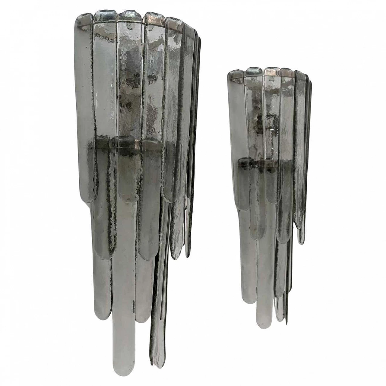 Pair of Cascata LS 151 wall lights in chased Murano glass by Carlo Nason for Mazzega, 1960s 1