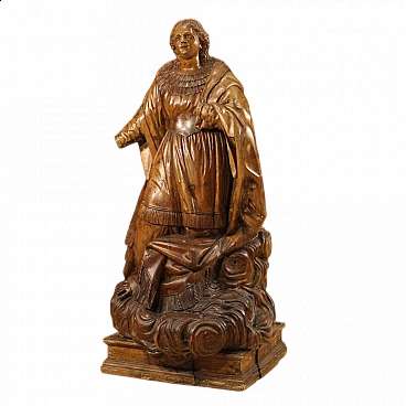 Stone pine sculpture of Saint on a cloud, 18th century