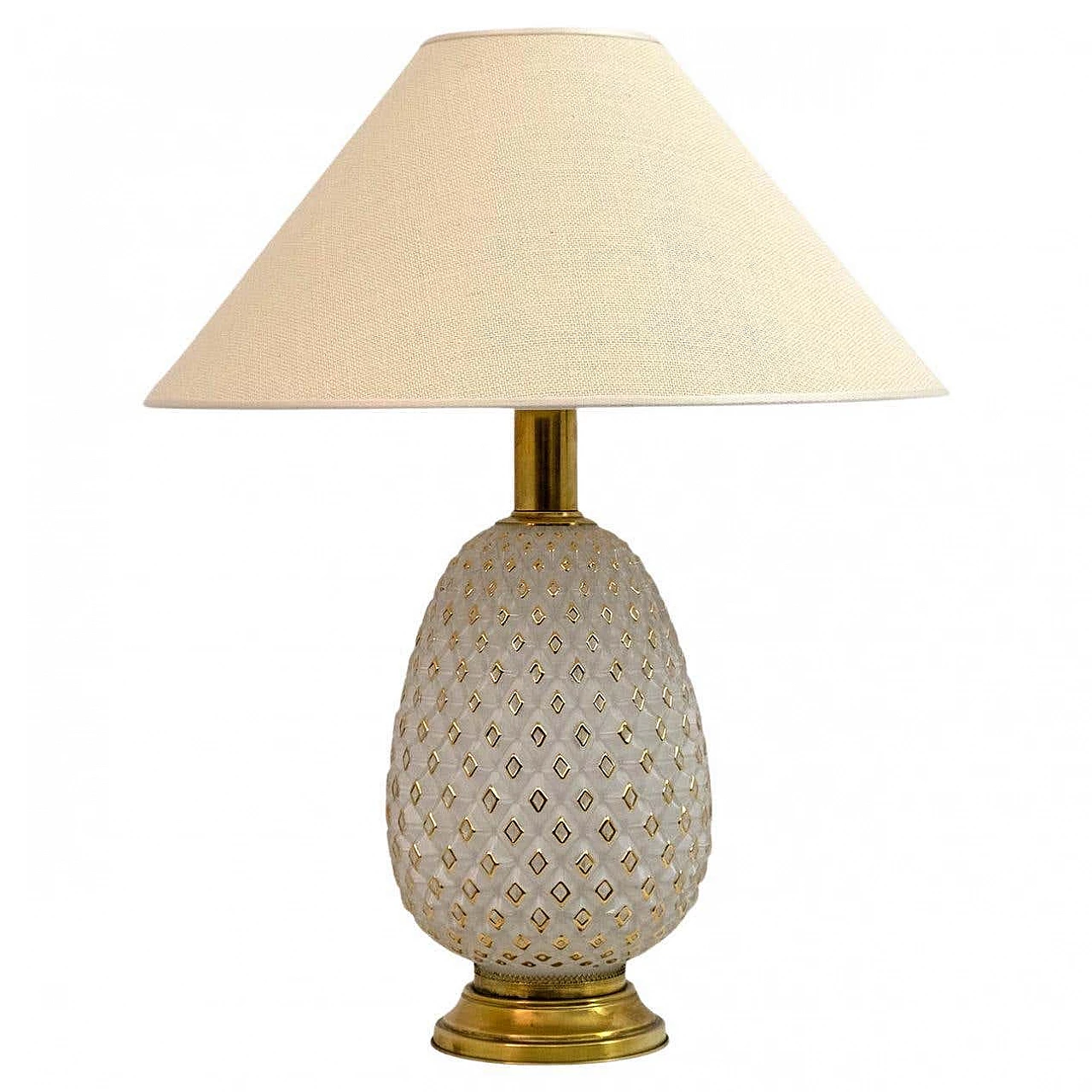 Pineapple table lamp in Murano glass and brass, 1970s 1