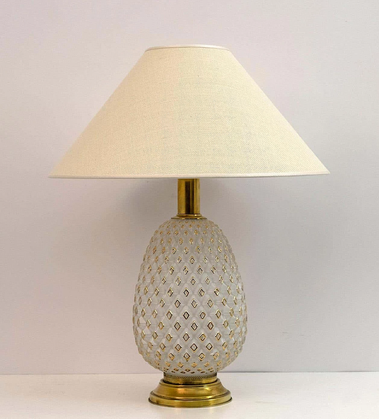 Pineapple table lamp in Murano glass and brass, 1970s 2
