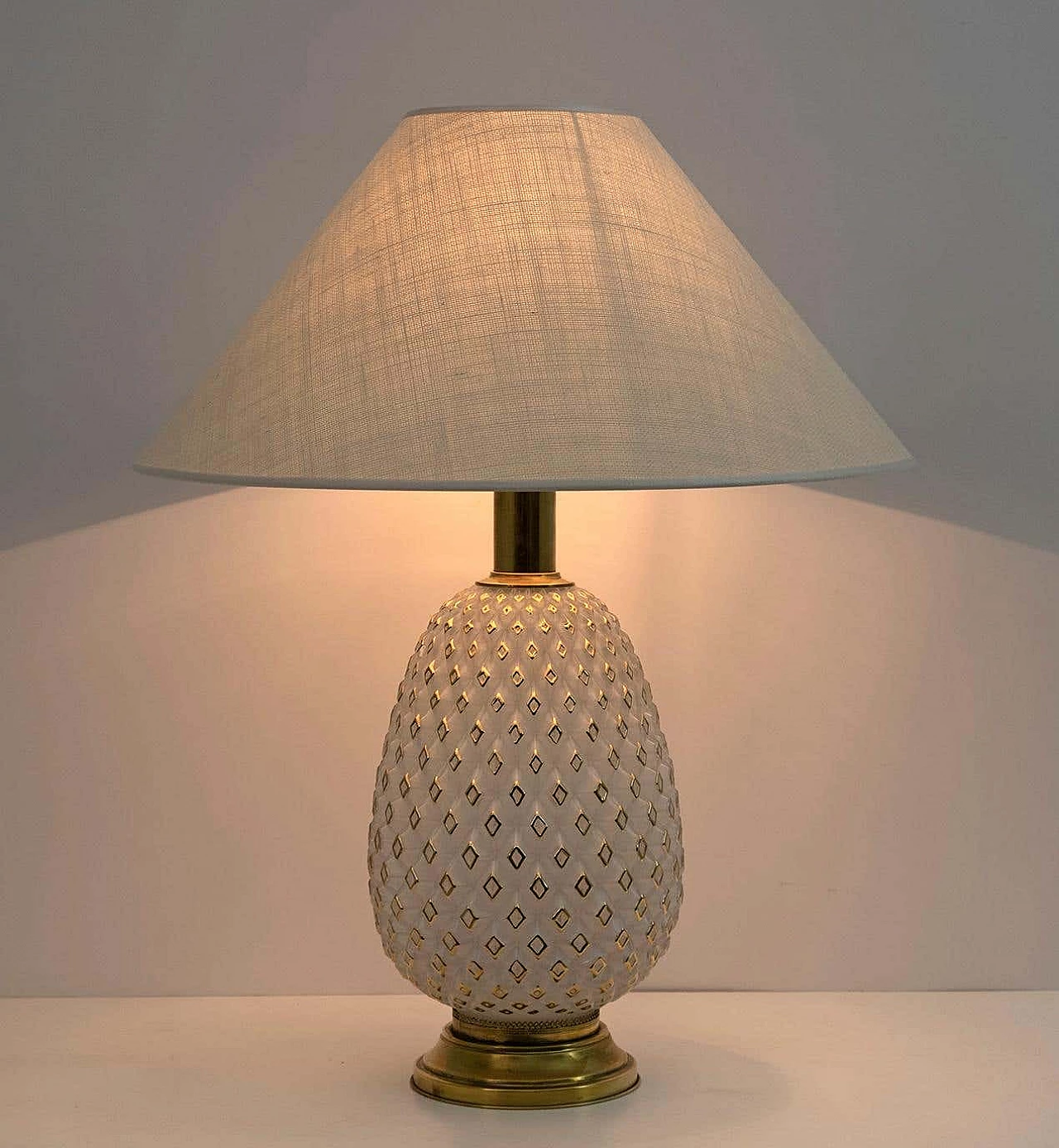 Pineapple table lamp in Murano glass and brass, 1970s 3
