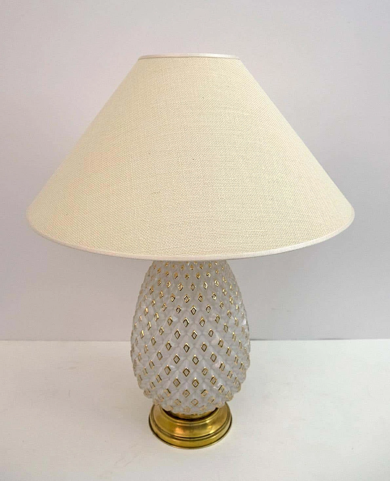 Pineapple table lamp in Murano glass and brass, 1970s 4