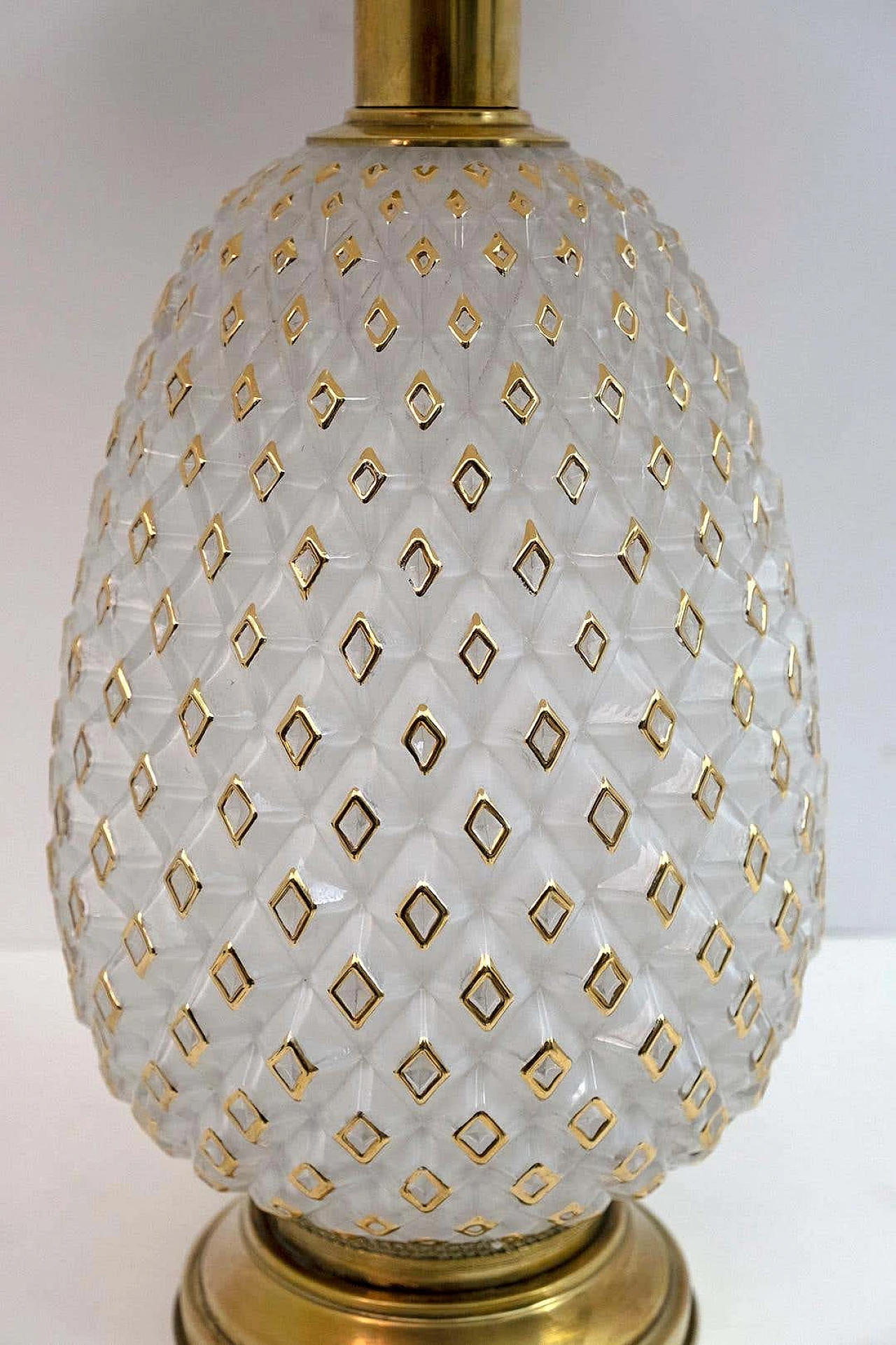 Pineapple table lamp in Murano glass and brass, 1970s 7