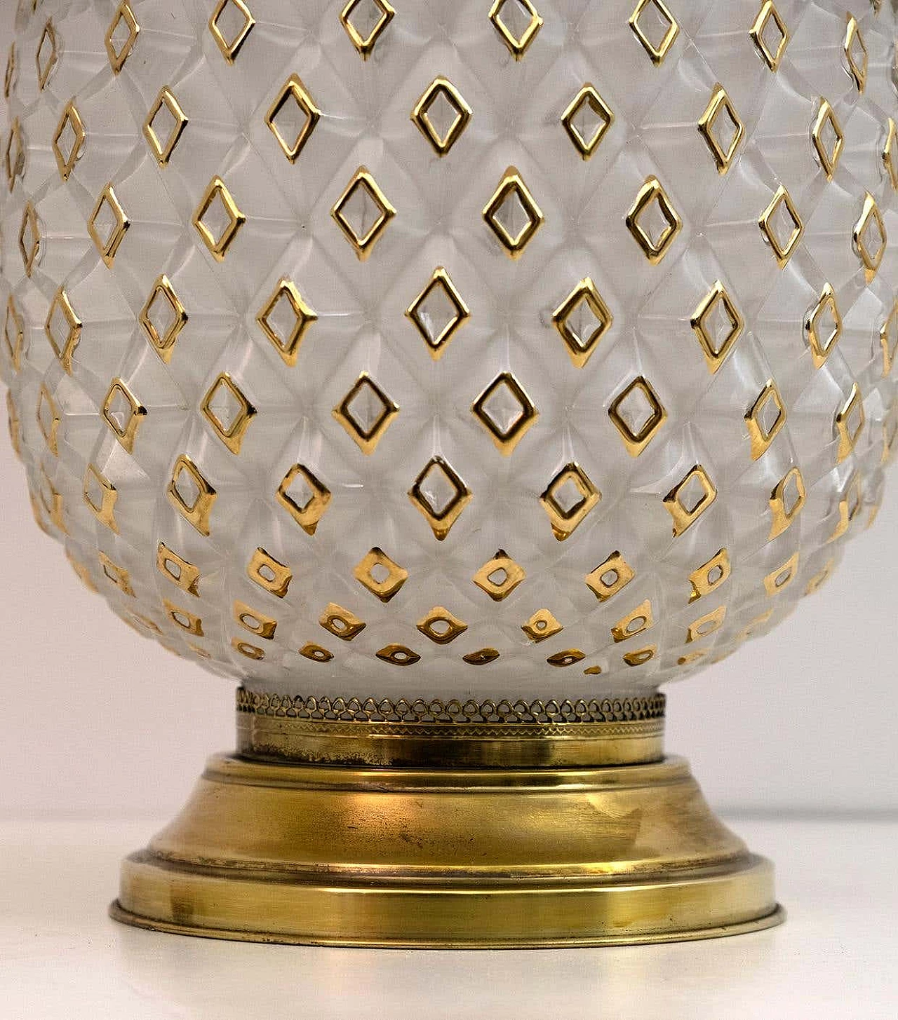 Pineapple table lamp in Murano glass and brass, 1970s 8