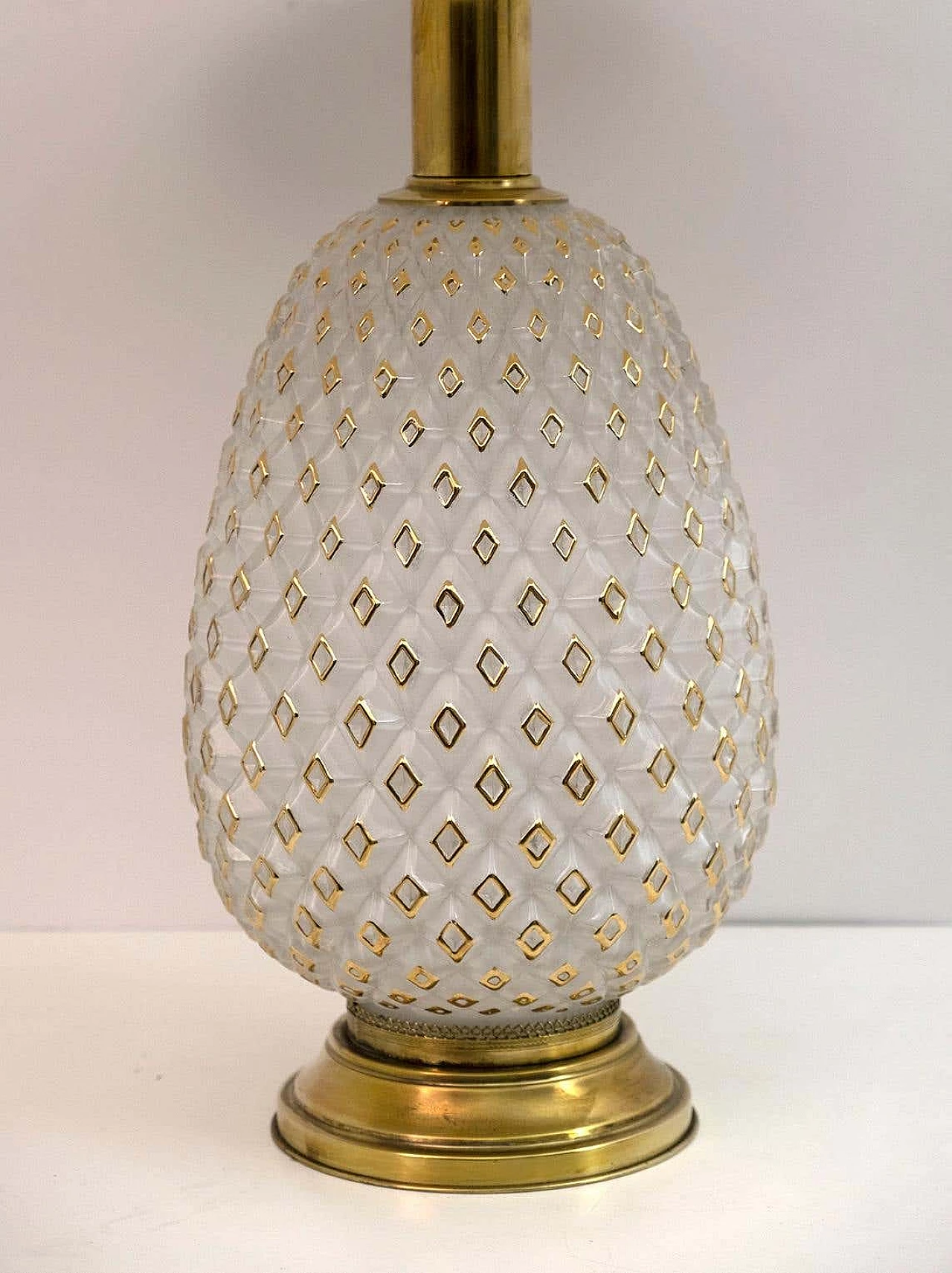 Pineapple table lamp in Murano glass and brass, 1970s 9