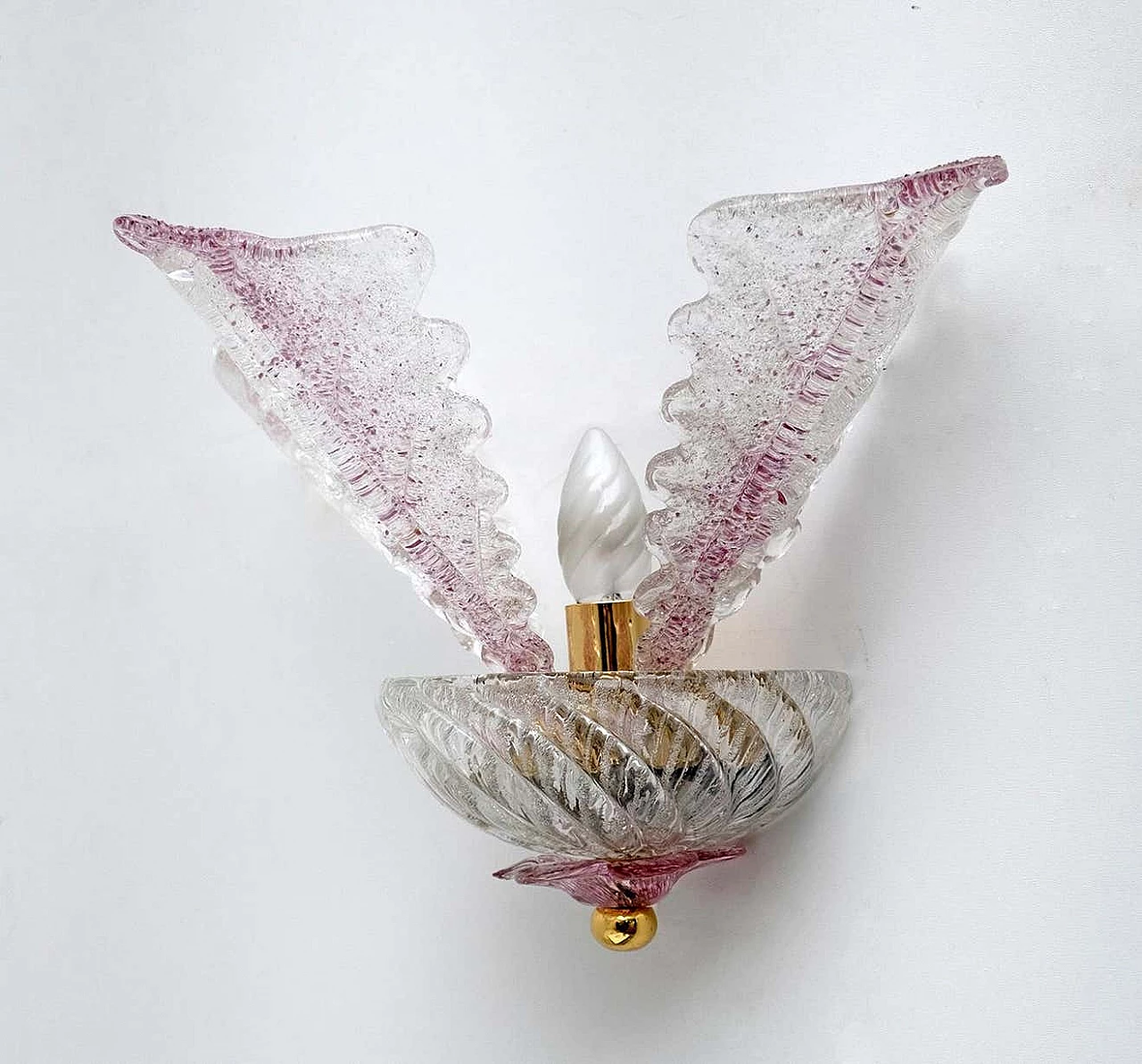 Pair of Murano glass leaf wall sconces, 1960s 1