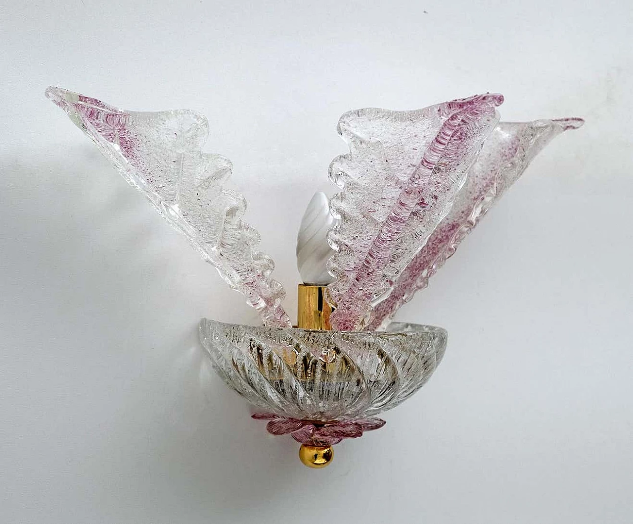 Pair of Murano glass leaf wall sconces, 1960s 2