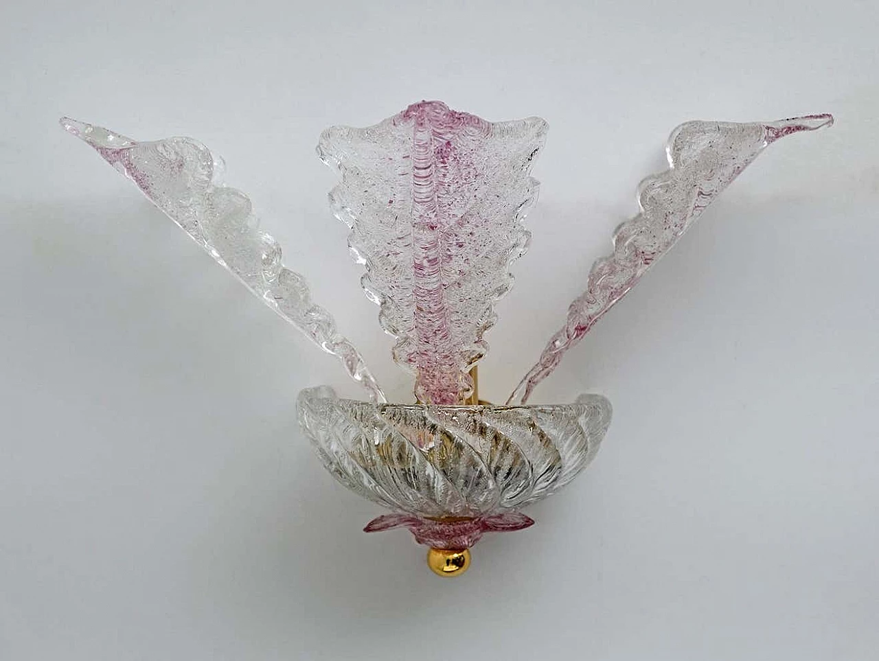 Pair of Murano glass leaf wall sconces, 1960s 5
