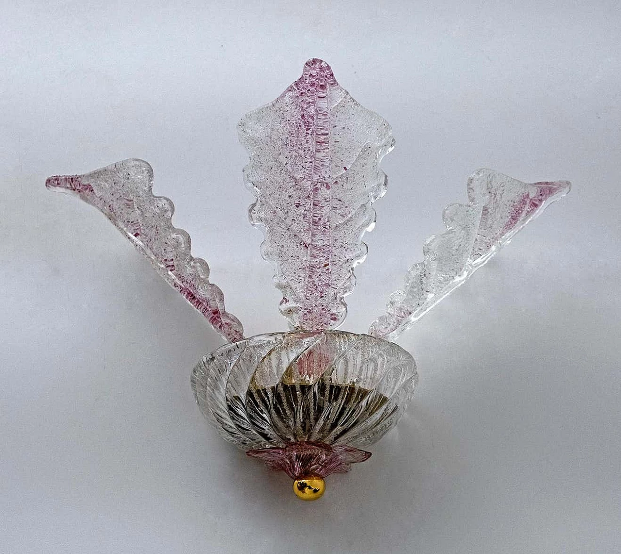Pair of Murano glass leaf wall sconces, 1960s 7