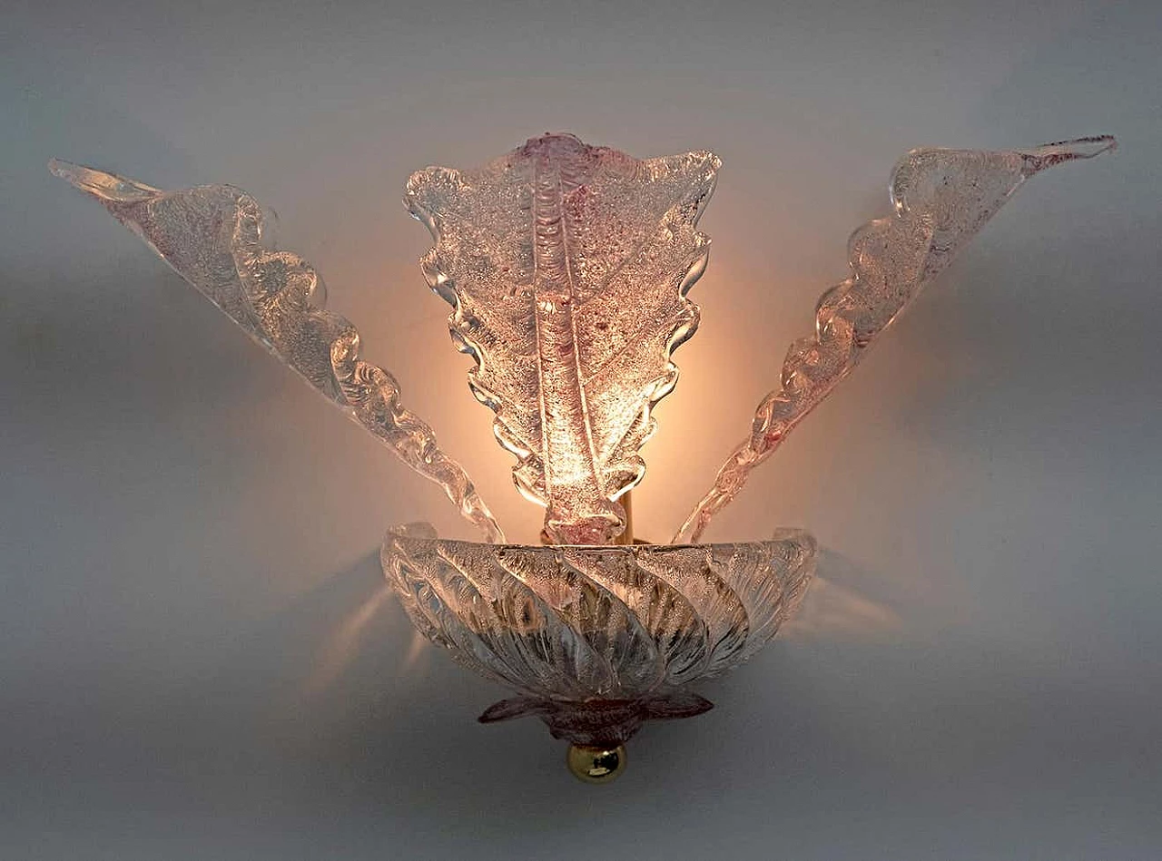 Pair of Murano glass leaf wall sconces, 1960s 8