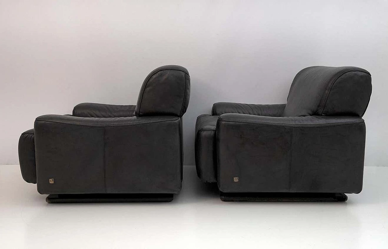 Pair of leather Piumotto armchairs for Busnelli, 1970s 6