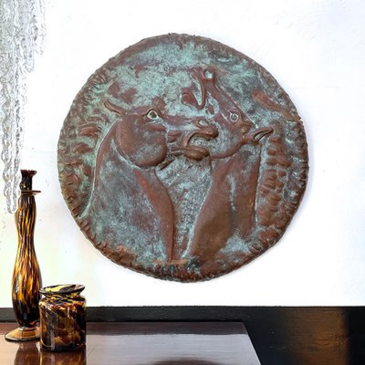 Scultura da parete Cavalli in rame sbalzato di Del Grande per Laurana, 1973 3