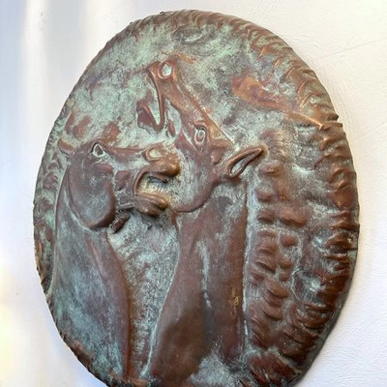 Scultura da parete Cavalli in rame sbalzato di Del Grande per Laurana, 1973 5