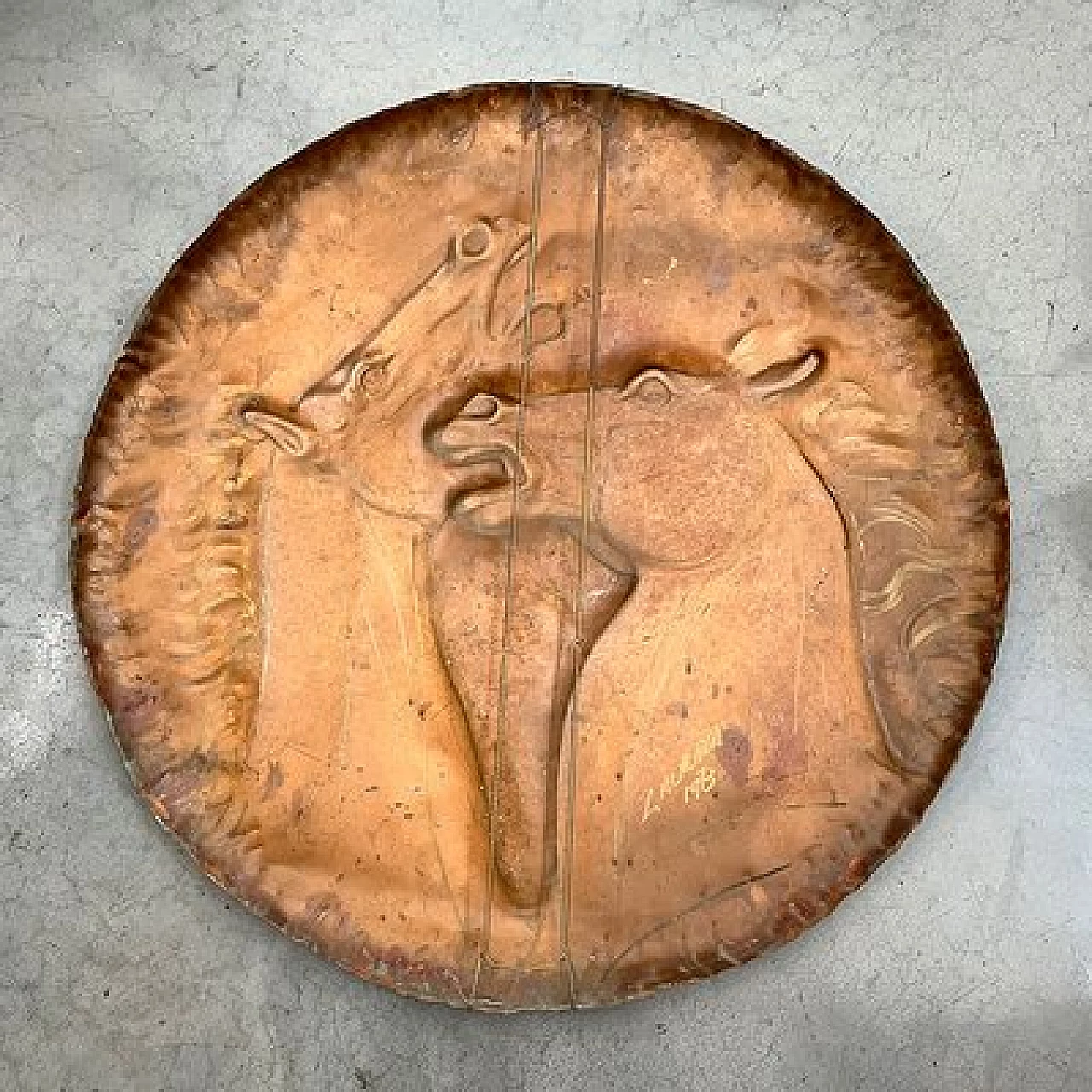 Scultura da parete Cavalli in rame sbalzato di Del Grande per Laurana, 1973 7