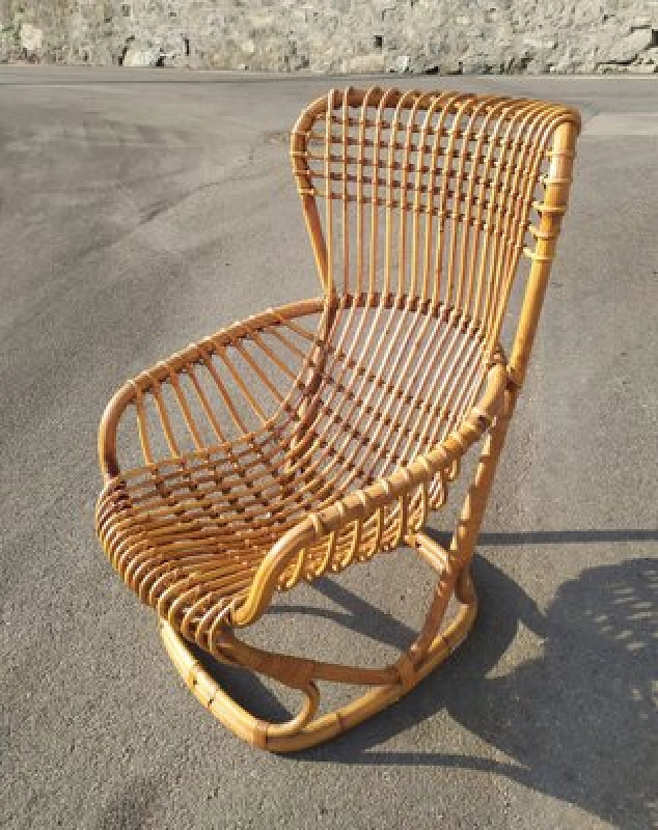 Wicker BP4 armchair by Tito Agnoli for Bonacina, 1950s 1