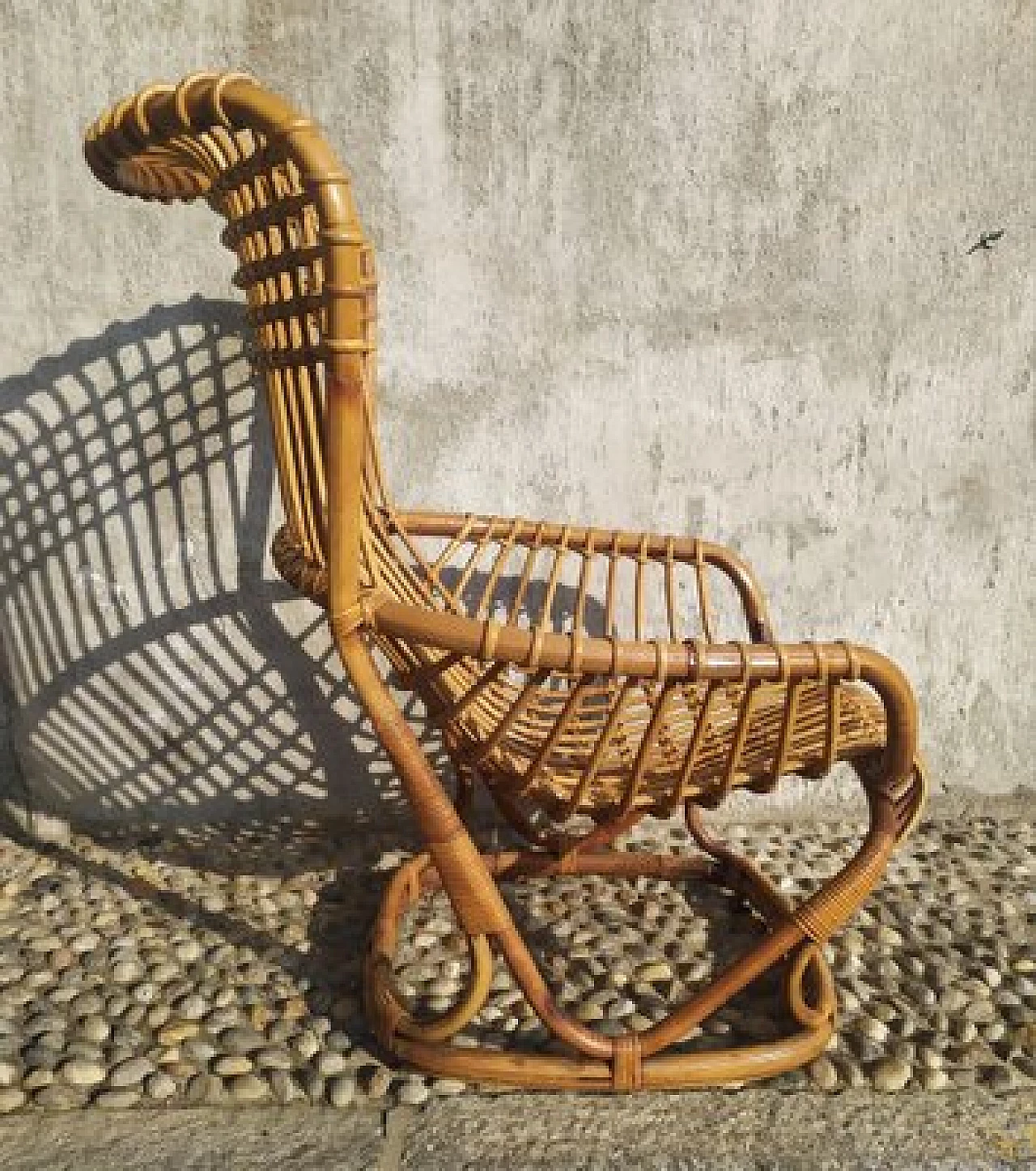 Wicker BP4 armchair by Tito Agnoli for Bonacina, 1950s 3
