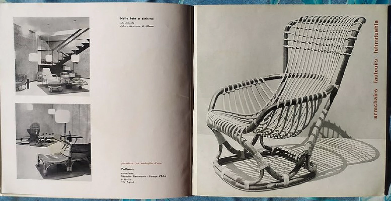 Poltrona BP4 in vimini di Tito Agnoli per Bonacina, anni '50 6