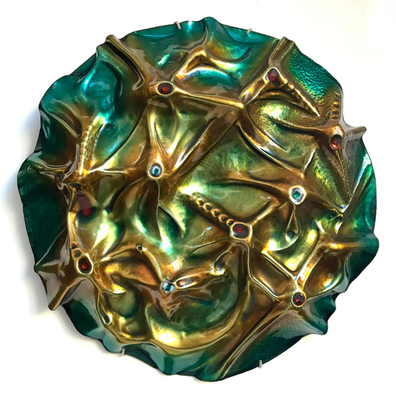 Scultura Luna in rame cesellato e smaltato di Franco Bastianelli, 1966 1