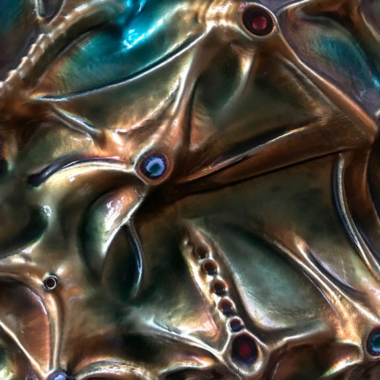 Scultura Luna in rame cesellato e smaltato di Franco Bastianelli, 1966 11