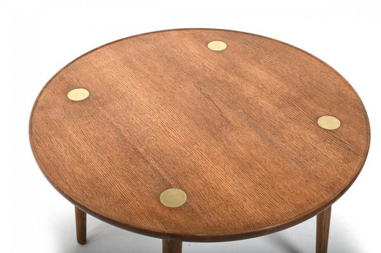 Tavolino rotondo in rovere di Jacob Kjær, anni '50 6