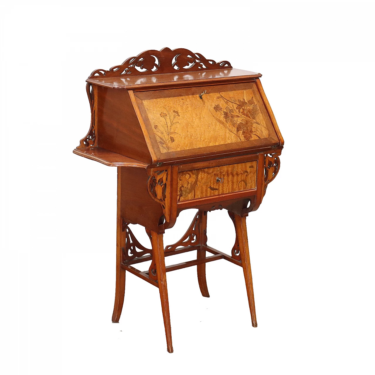 Liberty cherry and mahogany wood writing desk attributed to Ecole de Nancy, early 20th century 1
