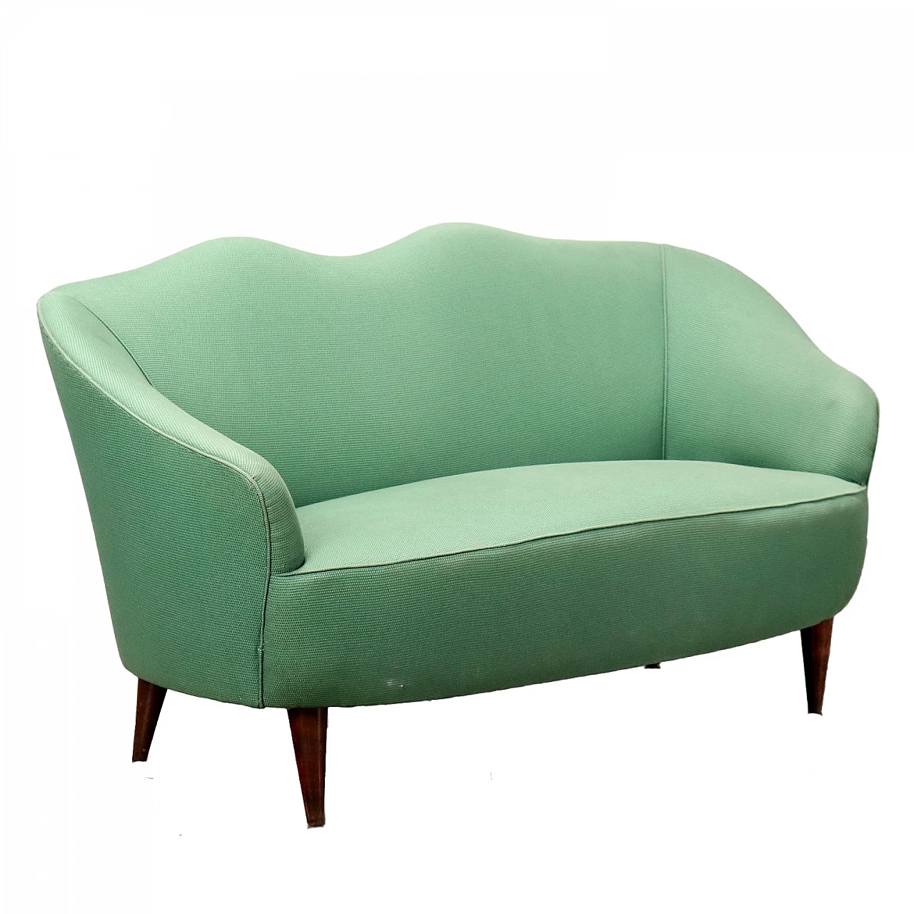 Aqua green fabric shaped sofa, 1950s 1