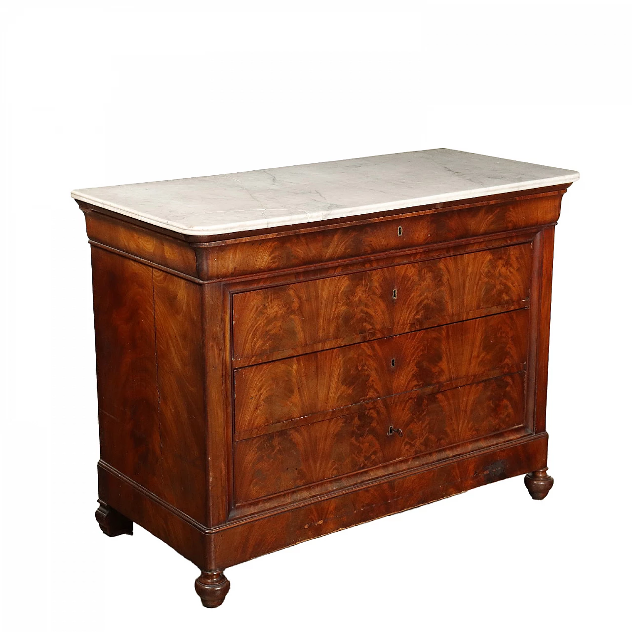 Louis Philippe dresser  in mahogany with marble top, 19th century 1