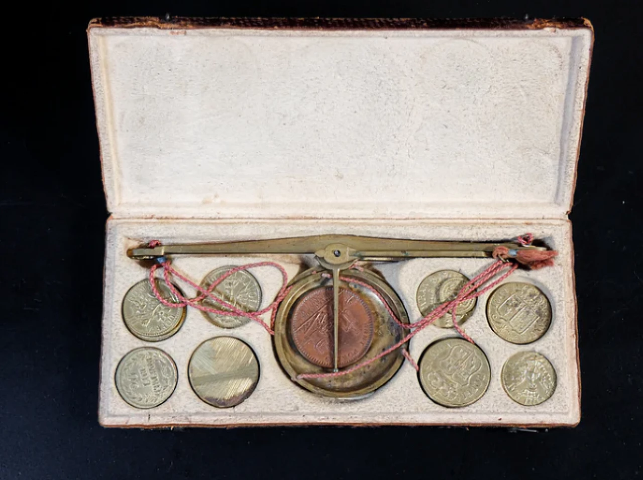 Scale with coin weights, late 18th century 1