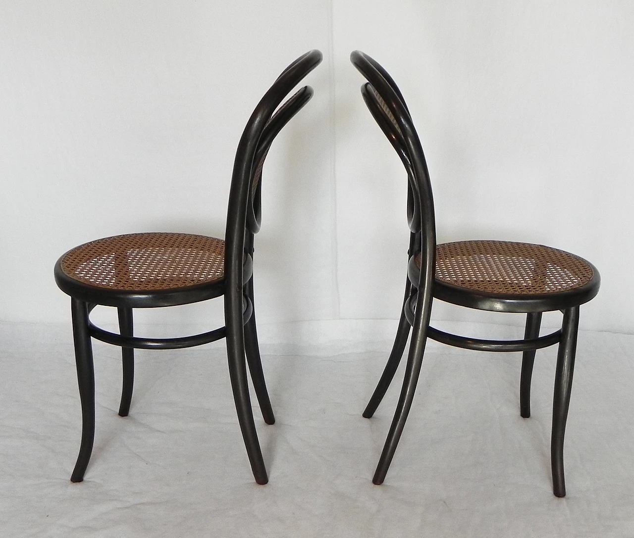Pair of wood and Vienna straw chairs by J. & J. Kohn, 1920s 10