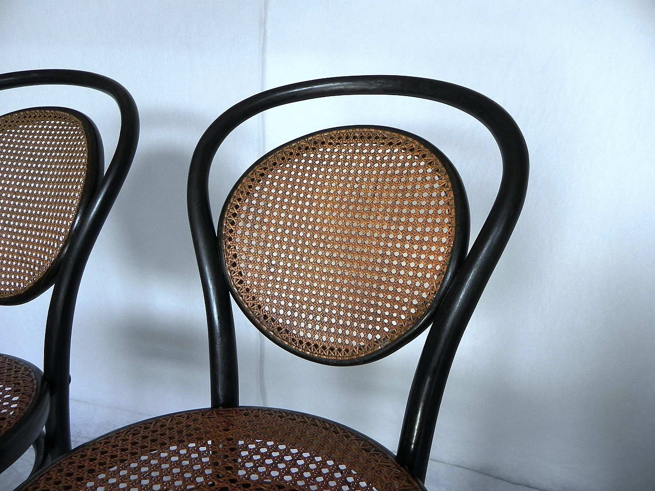 Pair of wood and Vienna straw chairs by J. & J. Kohn, 1920s 14
