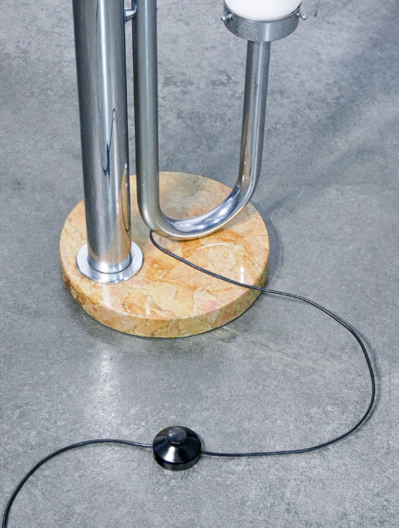 Chromed metal, glass and marble floor lamp, 1970s 12