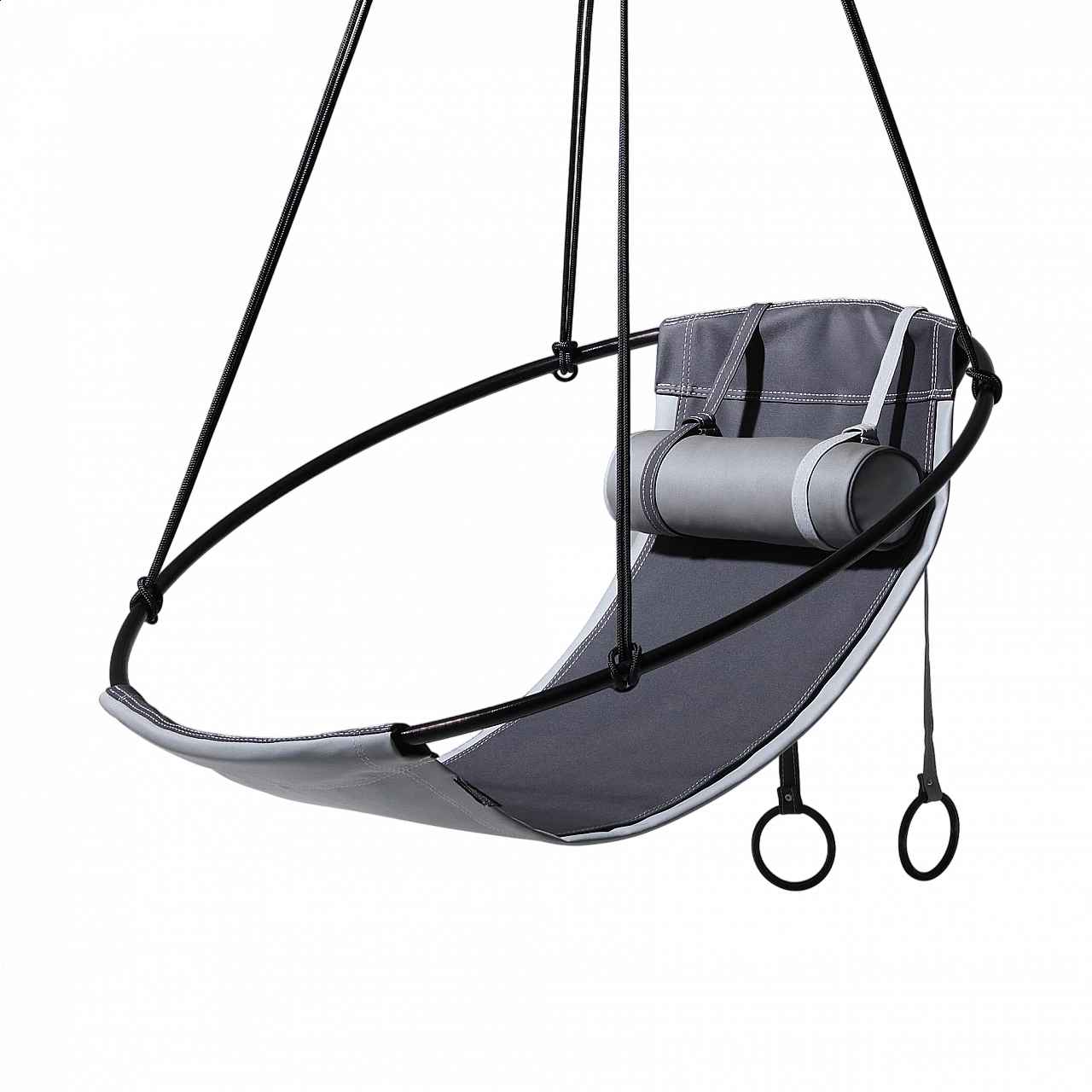 Poltrona sospesa da esterno in tessuto ecologico grigio 7