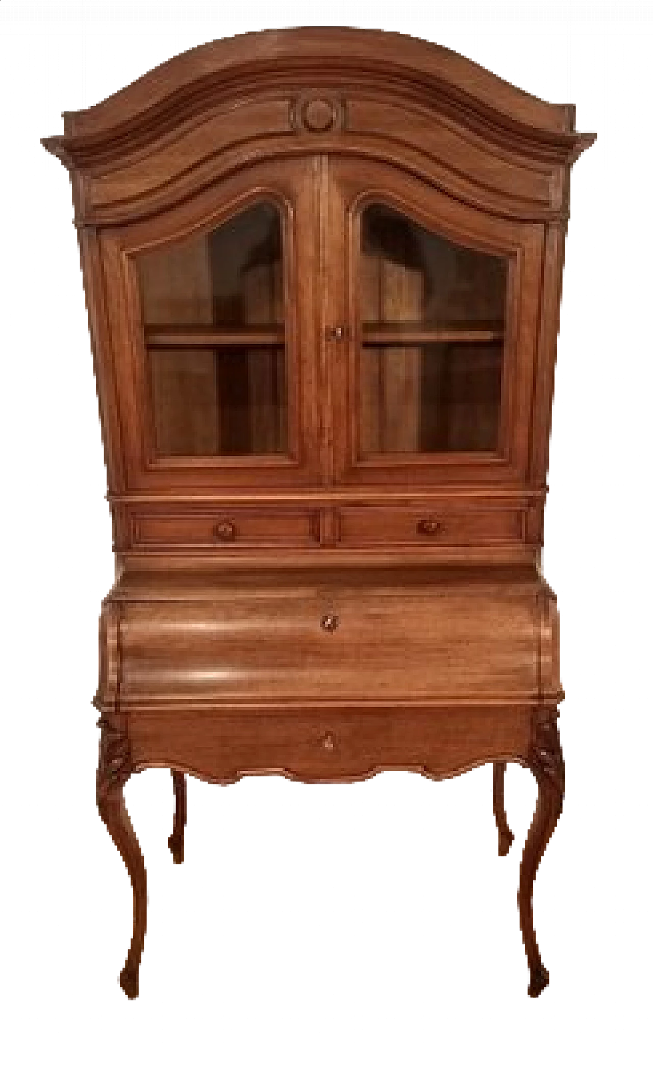 Walnut, maple and oak secrétaire with showcase, 19th century 16