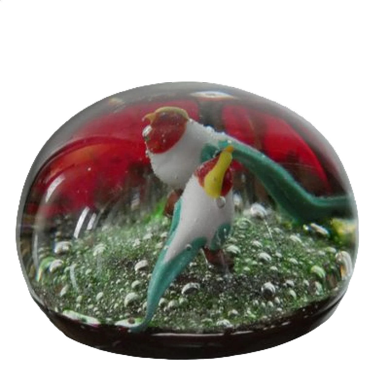 Murano glass paperweight with pair of lovebirds, 1950s 8