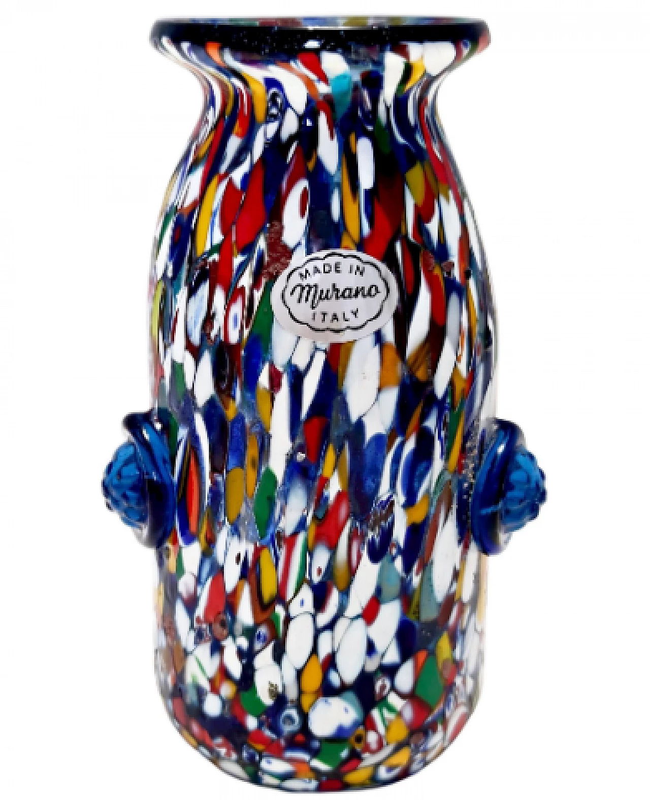 Multicolor Murano glass vase attributed to Fratelli Toso, 1960s